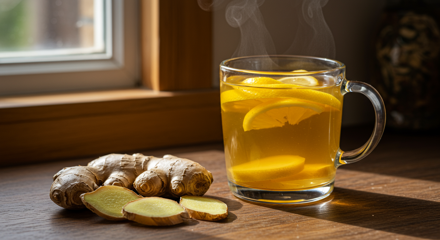 Fresh ginger tea with lemon